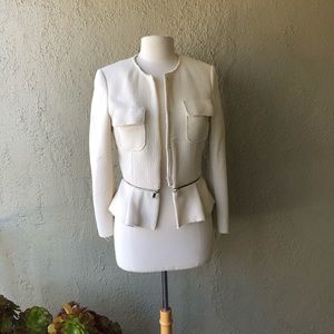 Zara cream jacket with removable zip peplum